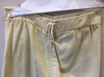 N/L, Cream, Cotton, Solid, Military Uniform Breeches, Twill, Fall Front, Knee Length, Gold Buttons and Buckle at Leg Opening, Lacings/Ties at Center Back Waist, Made To Order Reproduction Late 1700's Early 1800's