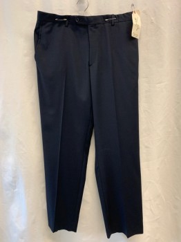 ENZO, Navy Blue, Wool, Solid, Flat Front, 4 Pockets,