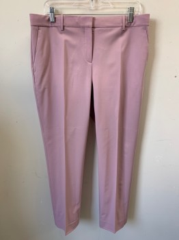 Womens, Suit, Pants, THEORY, Dusty Purple, Wool, Polyester, Solid, 12, Slant Pockets, Zip Front, Flat Front, 2 Back Pockets with Brown Buttons