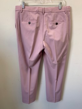 THEORY, Dusty Purple, Wool, Polyester, Solid, Slant Pockets, Zip Front, Flat Front, 2 Back Pockets with Brown Buttons