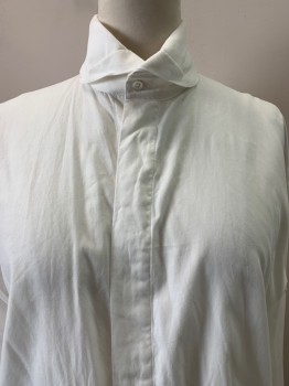 Womens, Blouse, ESKANDAR, Off White, Cotton, Solid, 2, L/S, Button Front, Collar Attached,