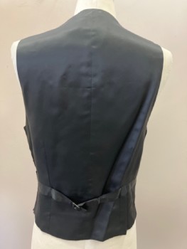 Mens, Suit, Vest, BURBERRY, Blue-Gray, Wool, Solid, 40, 4 Button, 2 Pocket