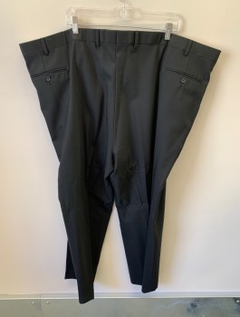 ROCHESTER, Black, Wool, Solid, Pant: Zip Front, Tab Closure, Pleated, 2 Side Slant Pockets, 2 Back Pocket,