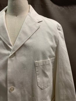 Unisex, Lab Coat Unisex, CANADIAN, Off White, Polyester, Cotton, Solid, 44, 3 Buttons, Single Breasted, Notched Lapel, 3 Pockets,