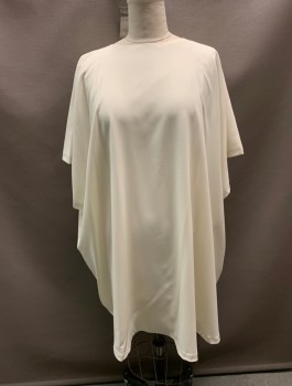 Womens, Dress, Short Sleeve, N/L, Cream, Polyester, Solid, B 72, Round Neck, Keyhole Back, 1 Snap At Each Sleeve