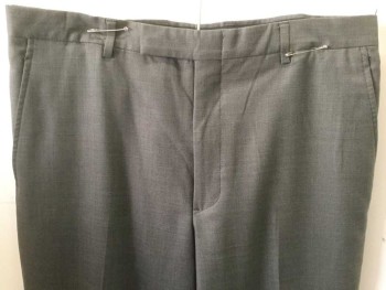 Mens, Slacks, KENNETH COLE, Brown, Wool, Solid, 33, 34, Flat Front, 4 Pockets, Tab Waistband,