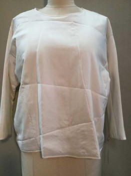 COS, White, Silk, Cotton, Solid, Space Age, Round Neck,  Pull Over, Quilted, Thin Polyester Fill, SciFi Super Sleek
