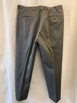 Mens, Slacks, DOCKERS, Olive Green, Cotton, Solid, 32, 38, Flat Front,  Zip Front, 4 Pockets, Button Tab Waistband,