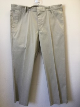 Mens, Casual Pants, DOCKERS, Khaki Brown, Cotton, Polyester, Solid, 30, 36, Flat Front, Zip Front,