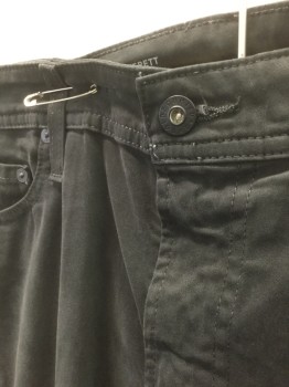 Mens, Casual Pants, AG, Charcoal Gray, Cotton, Spandex, Solid, Ins:32, W:32, Flat Front, Straight Leg, Zip Fly, 5 Pockets