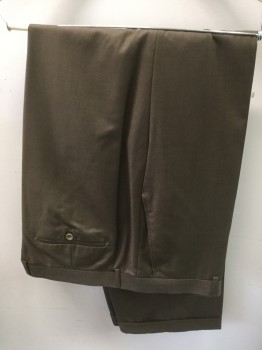 Mens, Suit, Pants, GIOVANNI TESTI, Brown, Polyester, Viscose, Solid, 42/32, Flat Front,