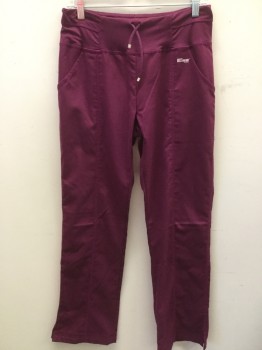 GREYS ANATOMY, Wine Red, Polyester, Rayon, Solid, Quite a Bit of Stretch, Drawstring, 4 Pockets, Serged Seam Detail