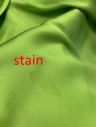 STINE GOYA, Chartreuse Green, Polyester, Solid, Satin, High Draped Neck, Blousey Top with High Back Neck and 3 Buttons, Short Sleeves, Drop Waist, Faux Wrap  Skirt with 2 Pleat Details in Front, Side Zip, **Stain in Front, About Knee Level