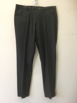J.CREW, Charcoal Gray, Wool, Solid, Flat Front, Zip Fly, 4 Pockets, Slim Straight Leg