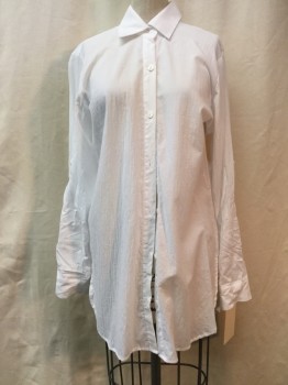 TOMMY BAHAMA, White, Cotton, Solid, Button Front, Collar Attached, Long Sleeves,