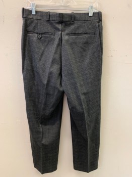 MAYEALL, Black, Dk Gray, Brown, Wool, Plaid, Side Pockets, Zip Front, Flat Front
