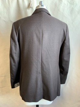 SACARI, Black, Brown, Wool, 2 Color Weave, Double Breasted, Collar Attached, Peaked Lapel, 3 Pockets, Long Sleeves