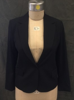 Womens, Blazer, THEORY, Black, Wool, Elastane, Solid, L, Single Breasted, Collar Attached, Notched Lapel, 3 Pockets, Long Sleeves