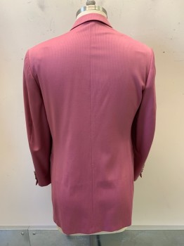 Mens, Suit, Jacket, VALENTINO, Pink, Wool, Pin Dot, 42L, 2 Buttons, Single Breasted, Notched Lapel, 3 Pockets