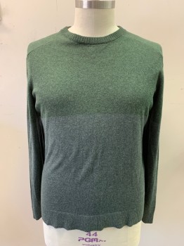 Mens, Pullover Sweater, SMARTWOOL , Sage Green, Green, Nylon, Wool, Color Blocking, Heathered, XL, Long Sleeves, Crew Neck, Ribbed Collar Cuffs and Waistband, V Insert