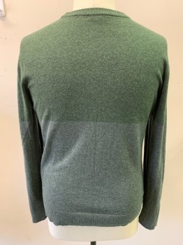 Mens, Pullover Sweater, SMARTWOOL , Sage Green, Green, Nylon, Wool, Color Blocking, Heathered, XL, Long Sleeves, Crew Neck, Ribbed Collar Cuffs and Waistband, V Insert