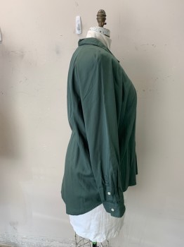 UNIVERSAL THREAD, Forest Green, Cotton, Solid, LS, C.A., 7 Buttons, 1 Pocket, Raglan Sleeves, Placket Gauntlet Button, Square Button Cuffs