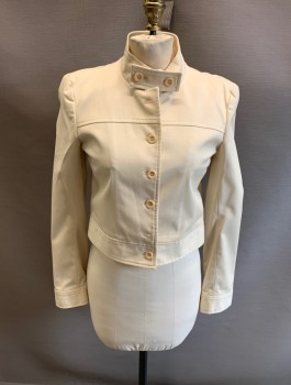 Womens, Suit, Jacket, KULSON, Cream, Cotton, Solid, W;29, B:36, Button Tab  on Band Collar, Button Front,