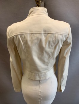 Womens, Suit, Jacket, KULSON, Cream, Cotton, Solid, W;29, B:36, Button Tab  on Band Collar, Button Front,