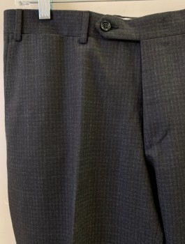 Mens, Suit, Pants, CANALI, Gray, Brown, Black, Wool, Check , 35/31, F.F, Slash Pockets