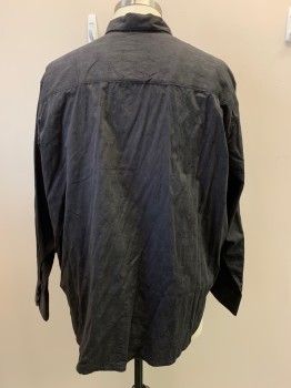 Mens, Casual Shirt, ROBERT GRAHAM, Charcoal Gray, Black, Polyester, Cotton, Brocade, 2XL, L/S, Button Front, Collar Attached