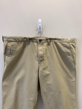 Mens, Casual Pants, LIFE KHAKI/HAGGAR, Beige, Cotton, Polyester, Solid, I:30, W:44, Canvas, Zip Fly, Straight Leg, 5 Pockets, Belt Loops