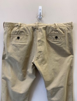 Mens, Casual Pants, LIFE KHAKI/HAGGAR, Beige, Cotton, Polyester, Solid, I:30, W:44, Canvas, Zip Fly, Straight Leg, 5 Pockets, Belt Loops