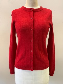 Womens, Sweater, BLOOMINGDALE'S, Red, Cashmere, Solid, XS, Knit, CN, B.F., L/S