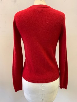 Womens, Cardigan Sweater, BLOOMINGDALE'S, Red, Cashmere, Solid, XS, Knit, CN, B.F., L/S