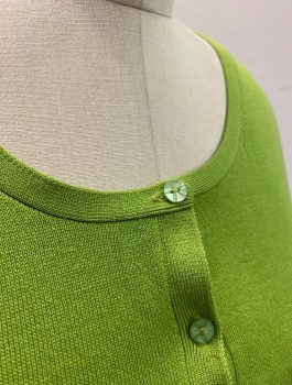 Womens, Cardigan Sweater, ANN TAYLOR, Lime Green, Cotton, Nylon, Solid, S, Knit, 3/4 Sleeves, Scoop Neck, Cropped