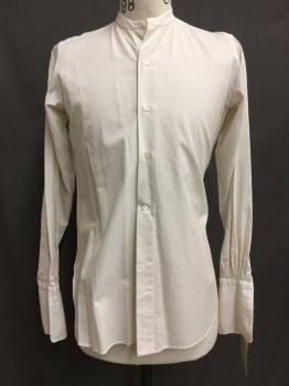 RJ TOOMEY, Cream, Cotton, Solid, Button Front, Collar Band, Long Sleeves, 1 Pocket, French Cuff