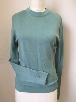 Womens, Pullover, SUNSPEL, Sage Green, Wool, Solid, 8, Crew Neck, Long Sleeves, Very Fine Wool