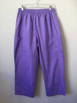 SCRUB ZONE, Lavender Purple, Cotton, Polyester, Solid, Lavender, Elastic Waist, 3 Pockets,
