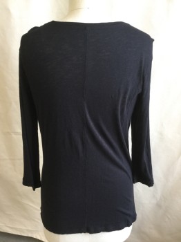 CASLON, Black, Cotton, Modal, Heathered, (DOUBLE)  Scoop-round Neck, 3/4 Sleeves