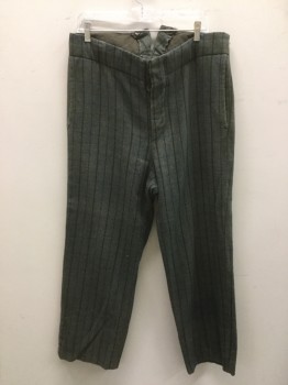 Mens, Historical Fiction Pants, Mto, Slate Blue, Blue, Olive Green, Wool, Grid , 29, 38, Mens 1800s Wool Pants. Dusty Working Class Button Fly, 2 Pockets, Adjustable Waist at Center Back, Wide Leg Pants. Pilly at Bottom