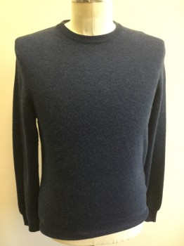 Mens, Pullover Sweater, JOHN LEWIS, Dk Blue, Cashmere, Small, Crew Neck, Knit, Long Sleeves, Double,