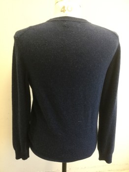 Mens, Pullover Sweater, JOHN LEWIS, Dk Blue, Cashmere, Small, Crew Neck, Knit, Long Sleeves, Double,