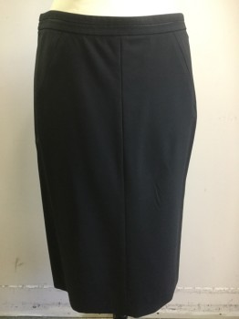 Womens, Suit, Skirt, THEORY, Black, Wool, Spandex, Solid, W28, Waist Band with Silky Detail, Double Back Vent, Center Back Zipper,