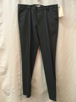 Mens, Casual Pants, DOCKERS, Charcoal Gray, Cotton, Elastane, Solid, 36/33, Charcoal, Flat Front,