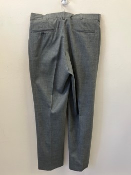 ADOLFO, Gray, Wool, Solid, Double Pleats, Zip Front, Belt Loops, 4 Pockets,