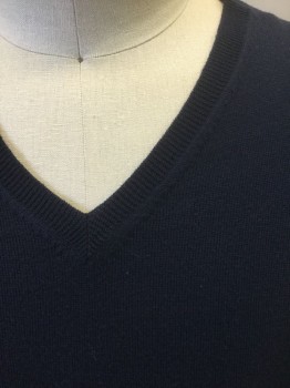 Mens, Sweater Vest, CLUB ROOM, Navy Blue, Wool, Solid, L, Dark Navy, Knit, Pullover, V-neck **Has Some Light Pilling