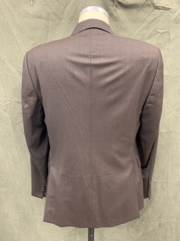 ERMENEGILDO ZEGNA, Chocolate Brown, Wool, Birds Eye Weave, Single Breasted, Collar Attached, Notched Lapel, Hand Picked Collar/Lapel, 3 Pockets, 2 Buttons