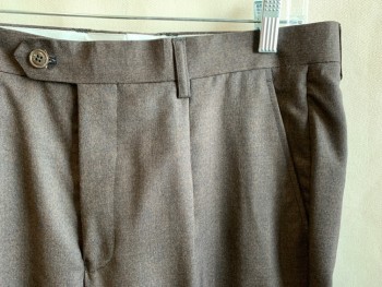 SACARI, Black, Brown, Wool, 2 Color Weave, Pleated, Zip Fly, Button Tab, 4 Pockets, Belt Loops