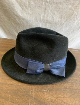 STEFANO, Black, Iridescent Blue, Fur, Felt, With Glittery Blue Band Added, Short Brim, Part Of Set Of Multiples With Matching Suit Jackets FC032469 & FC077816, Retro