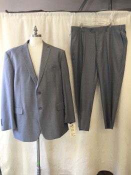GIORGIO FIORELLI, Heather Gray, Polyester, Viscose, Solid, Notched Lapel, Collar Attached, 2 Buttons,  3 Pockets,